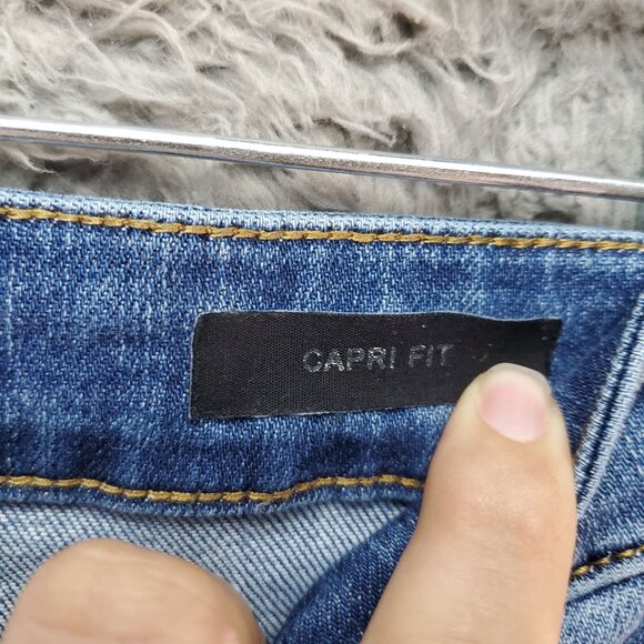 Judy Blue Jeans Womens 5/27 Blue Capri Fit Distressed Cotton Blend Denim - Picture 3 of 10